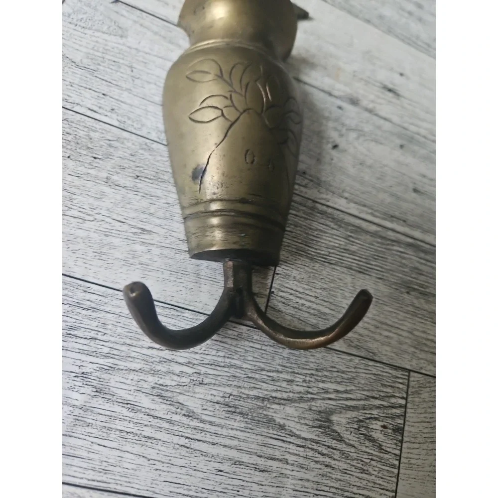 Decorative Brass Wall Hook Flower Pot Engraved Double Hook Home Decor